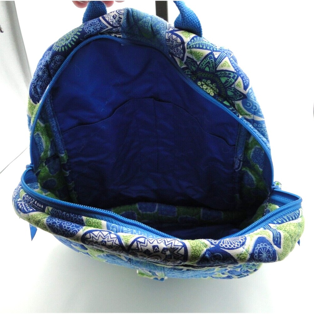 Vera Bradley Quilted Backpack Doodle Daisy Checkpoint Side Zips Floral 13"x11x4" - Picture 4 of 4